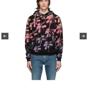 Saint Laurent Black and Pink Palm Tree Hoodie